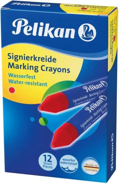 Pelikan Pack de 12 Ceras para Marcar Resistentes al Agua - Color Rojo