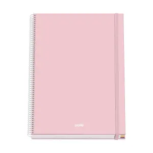 Dohe Cuaderno Espiral A4 100 Hojas Microperforadas Cuadricula 5mm Tapa Dura Rosa