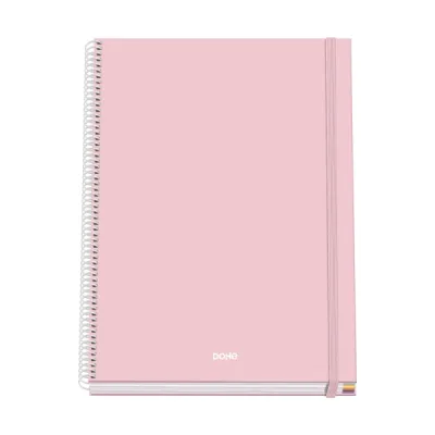 Dohe Cuaderno Espiral A4 100 Hojas Microperforadas Cuadricula 5mm Tapa Dura Rosa