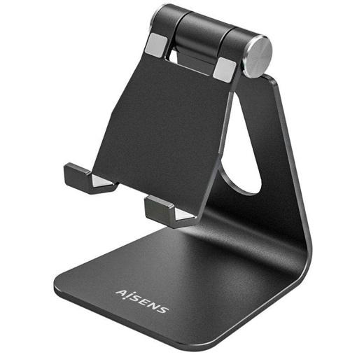 Aisens Soporte De Sobremesa Tamaño M Ajustable (1 Pivote) Para Movil / Tablet, Negro