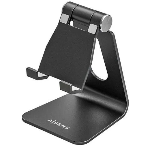 Aisens Soporte De Sobremesa Tamaño M Ajustable (1 Pivote) Para Movil / Tablet, Negro