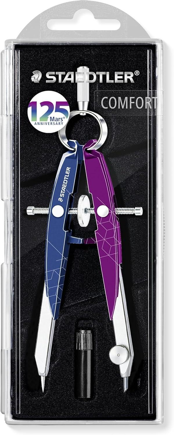 Staedtler Compás Metálico De Precisión Mars Con Ajuste Por Rueda Azul/Bayas Silvestres