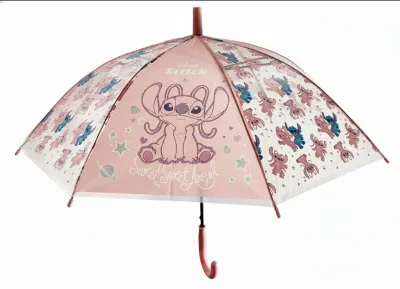 Safta Paraguas Automático 76cm Rosa Pastel - 8 Paneles, Asa y Punta PVC, Nervios Acero 8mm