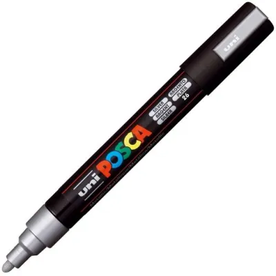 Posca Marcador  Pc-5M No Permanente Punta Forma De Bala 1,8 - 2,5 Mm Plata