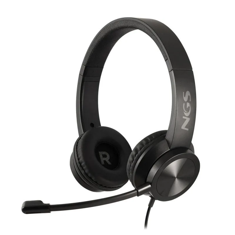 NGS MSX11 Pro Headset Estéreo 20Hz/105dB Jack 3.5mm con Adaptador Doble Negro Brillo