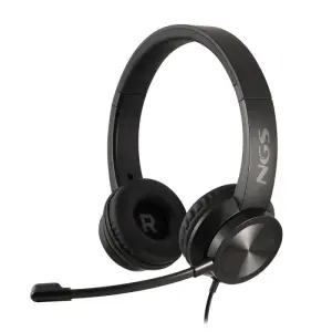 NGS MSX11 Pro Headset Estéreo 20Hz/105dB Jack 3.5mm con Adaptador Doble Negro Brillo