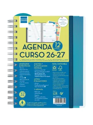 Finocam Agenda Escolar 26/27 Semana Vista Horizontal 155x212mm Color Azul