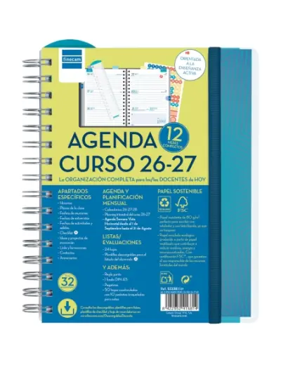Finocam Agenda Escolar 26/27 Semana Vista Horizontal 155x212mm Color Azul