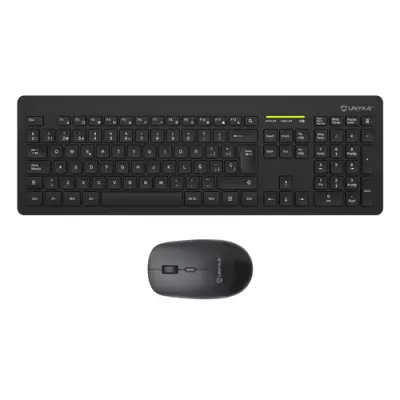 UNYKAch MK212 Pro Slim Teclado Inalámbrico 108 Teclas Membrana + Ratón 1600dpi Ambidiestro Negro