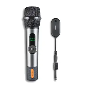 NGS SingerStar Microfono Inalambrico Vocal - Tipo Dinamico - Sonido Potente y Claro - Entrada Jack 3.5 y Adaptador Jack 6.3 - Alcance hasta 15m - Autonomia hasta 30h - Color Negro