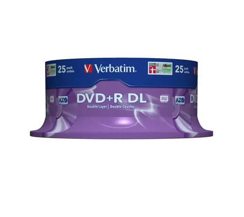 Verbatim Dvd+R Doble Capa, 8.5Gb, 8X, 25 Pack Spindle, Superficie Matt Silver