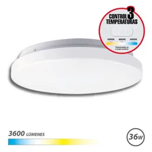 Elbat Aplique LED Techo Redondo 36W 3600Lm Selector 3 Temperaturas Blanco