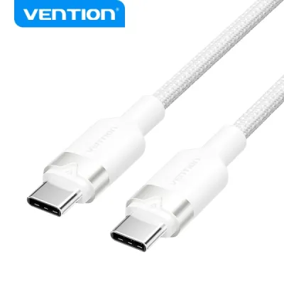 Vention Cable Usb 2.0 Niquelado - 60W - 3A - 480Mbps - Pvc + Aluminio - Color Blanco