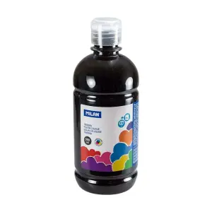 Milan Botella de Témpera 500ml con Tapon Dosificador - Secado Rápido - Color Negro