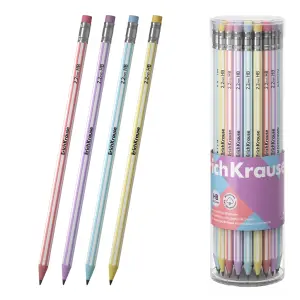 ErichKrause Lápiz de Grafito HB con Goma de Borrar y Cuerpo Hexagonal, Colores Surtidos