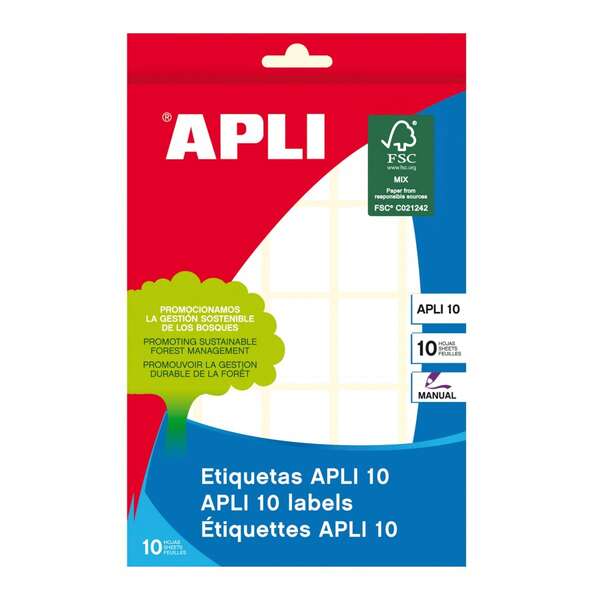Apli Pack De 250 Etiquetas Permanentes 19X27Mm - Aptas Para Escritura Manual - Color Blanco