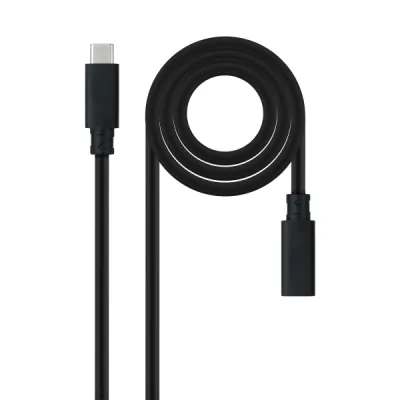 Nanocable Cable Prolongador USB-C 3.2 Macho a Hembra - Gen2x2 20Gbps - 100W 5A - 4K 60Hz - 2 Metros - Negro