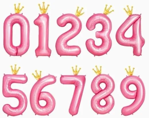 Oh Yeah Globo Poliamida Nº3 Con Corona 115Cm Rosa Pastel Y Oro