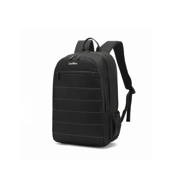 Coolbox Bag15-2N Mochila Para Portatil 15.6" - Compartimento Acolchado - Tejido Impermeable - Bolsillos Laterales - Asa Y Tirantes Regulables - Cinta Elastica Para Trolley - Color Negro