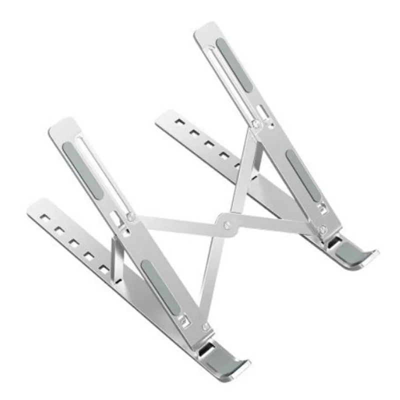 Ewent EW1266 Soporte Plegable de Viaje de Aluminio - Eleva Portátil 5 a 15 cm - Plata