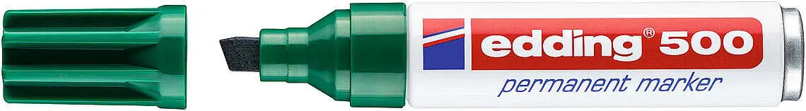 Edding 500 Rotulador Permanente - Punta Biselada - Trazo Entre 2 Y 7 Mm. - Recargable - Secado Instantaneo - Color Verde