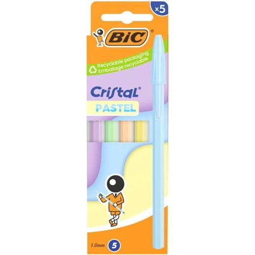 Bic Bolígrafo Cristal Pastel 1.0Mm Colores Surtidos Blíster 5 Ud