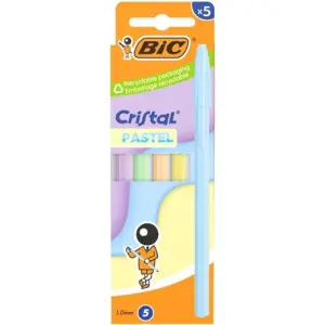 Bic Bolígrafo Cristal Pastel 1.0mm Colores Surtidos Blíster 5 Unidades