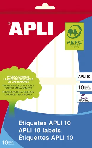 Apli Etiquetas Adhesivas 20X75mm Escritura Manual C/Romos 10X10H Blancas