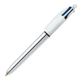Bic Bolígrafo 4 Colores Shine Silver Cuerpo Blanco/Plateado Caja 12 Unidades