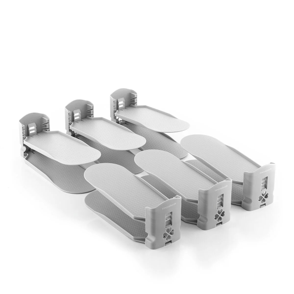 Innovagoods Sholzzer Pack De 6 Organizadores De Zapatos - Apertura Ajustable - Antideslizante - Desmontable - 10X10-17X26Cm - Color Gris