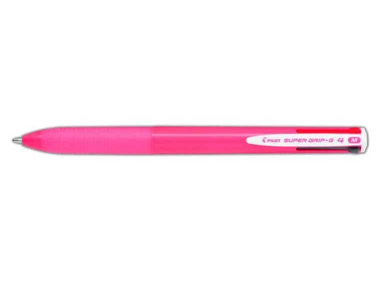 Pilot Bolígrafo Supergrip G 4 Colores Tinta Azul/Rojo/Negro/Verde Cuerpo Rosa Chicle