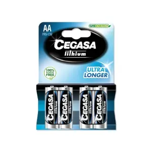 Cegasa Pack de 4 Pilas de Litio AA FR6 1.5V
