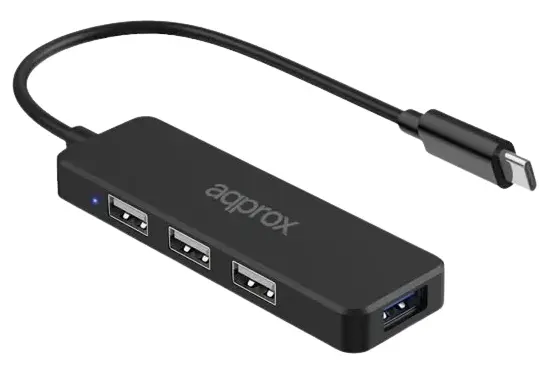 approx! Hub USB Tipo-C 3 Puertos USB 2.0 + 1 Puerto USB 3.0