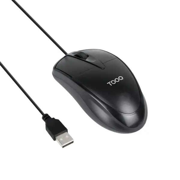 Tooq Raton USB 1000dpi Ambidiestro 3 Botones Cable 1.3m Color Negro