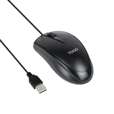Tooq Raton USB 1000dpi Ambidiestro 3 Botones Cable 1.3m Color Negro