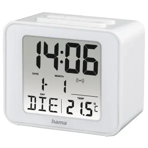 Hama Cube Radio Reloj Despertador Digital con Termómetro y Alarma Repetitiva - Blanco