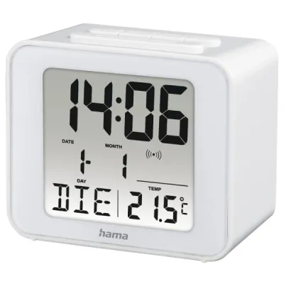 Hama Cube Radio Reloj Despertador Digital con Termómetro y Alarma Repetitiva - Blanco