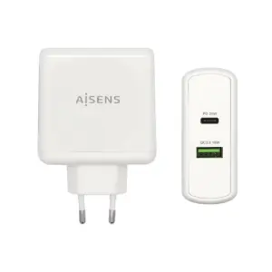 AISENS Cargador 48W con 1x USB-C PD3.0 30W y 1x USB-A QC3.0 18W, Blanco
