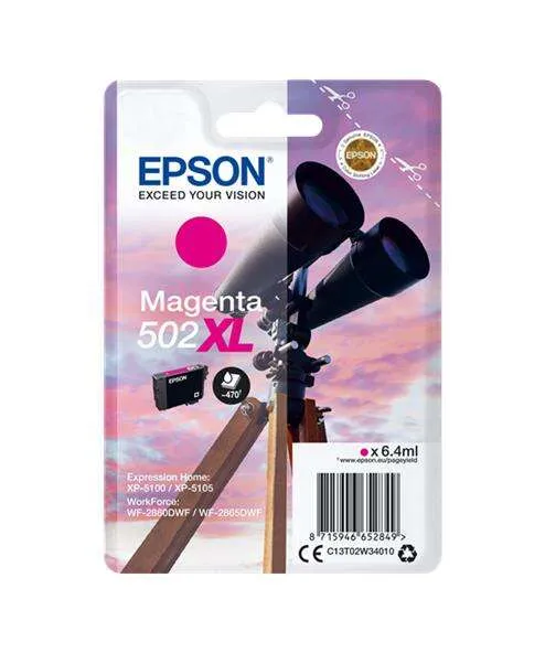 Epson Tinta Magenta Nº 502XL para XP-5100, 5105 / WF-2860DWF, 2865DWF