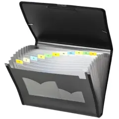 CARCHIVO CLASIFICADOR ACORDEÓN DUNE 13 DPTOS FOLIO C/GOMA PP RÍGIDO ACANALADO NEGRO