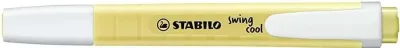 Stabilo Swing Cool Marcador Fluorescente Pastel Amarillo Cremoso - Cuerpo Plano - Punta Biselada - Trazo 1-4mm - Tinta Base Agua