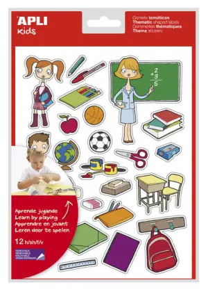 Apli Gomets Temáticos Escuela - 312 Unidades - Adhesivo Removible - Ilustraciones Educativas