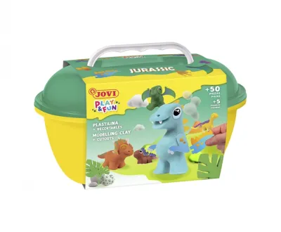 Jovi Cofre Jurassic con 24 Barras de Plastilina 15gr, Modeladores y Recortables