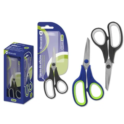 Bismark Tijeras De Oficina Acero Inoxidable 17Cm - Empuñadura Ergonomica - Muy Ligeras Y Resistentes - Colores Surtidos Aleatorios