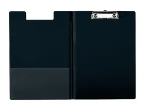Esselte Carpeta A4 con Pinza de Metal y Tapa de Cartón Forrado en PP, Color Negro