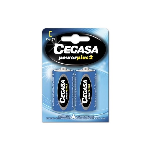 Cegasa Power Plus 2 Pack De 2 Pilas R14 C - Pilas Salinas Para Aparatos De Bajo Consumo