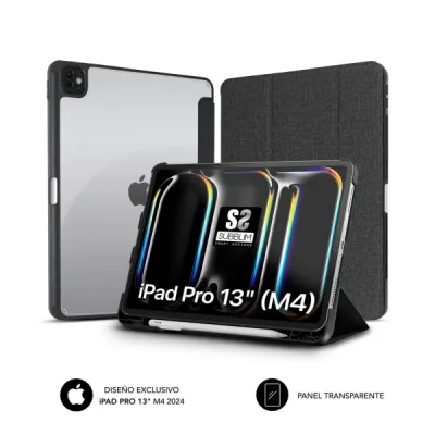 Subblim Funda para iPad Pro 13" M4 2024 - Cierre Magnético, Bordes Reforzados, Color Negro/Transparente