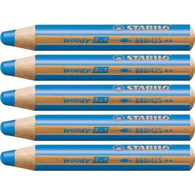 Stabilo Lápices De Colores Woody 3 En 1 Azul Estuche 5 Unidades