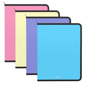 ErichKrause Pack de 4 Carpetas con Cremallera A4 en Colores Pastel Surtidos