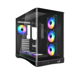 Sama V62 Caja Torre ATX con Lateral de Cristal Templado, 7 Ventiladores ARGB, USB-C 3.2, Negro